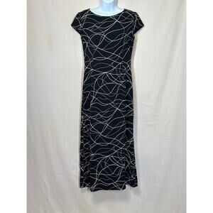 Black and White Maxi Dress S Contemporary Art to Wear Classy Old Money Capsule